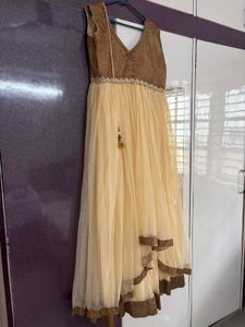 Elegant Beige & Gold Gown