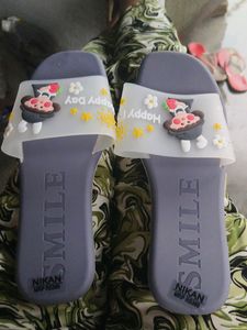 Olive Green Colour Slippers For Girls