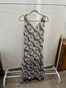 Multi Printed Cut Sleeves Maxi Dress with Slits