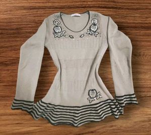 Vintage Embellished Knit Top