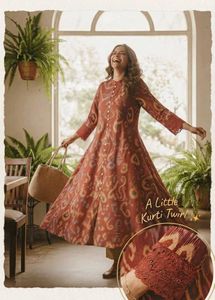 Stylish maroon Ikat Print Kurta