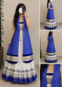 Elegant Blue & White Lehenga Choli Set