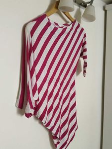 Chic Striped Asymmetrical Top