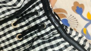 Gingham Lace-Up Tube Top y2k