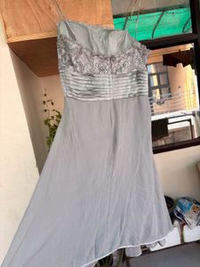 Elegant Grey Lace Overlay Dress