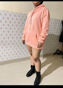 Peach Oversized Hoodie Dress