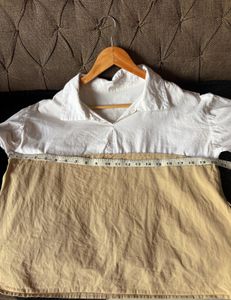 Colorblock Collared Long Sleeve Top