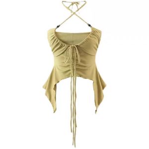 Green Halter Tie Crop Top