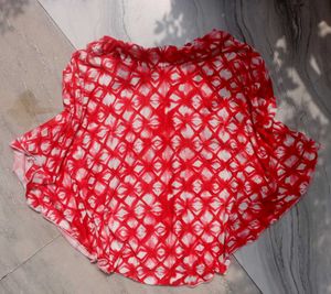 Red & White Printed Skirt with Shorts Inside | 57