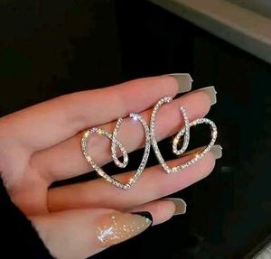 Heart Stud Earrings Rhinestone