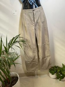 korean Beige Casual Trousers