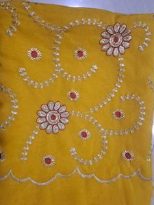 Vibrant Yellow Embroidered Saree