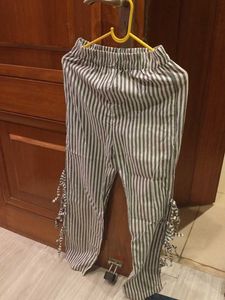 Striped Palazzo Pants with Tassel Detail
