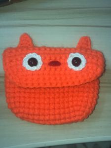 Cute Orange Crochet Animal Pouch