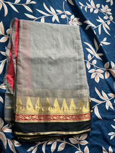 grey cotton saree with blouse