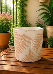 Decorative Ceramic Planter with Fern Design