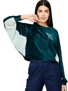 Ginger Green Velvet Regular Fit Sweatshirt