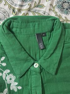Westside Muslin Embroidered Green shirt