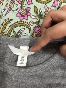 H&amp;M Grey Ribbed Crop Tank Top