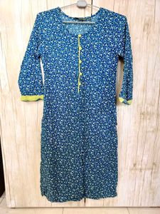 Blue Floral Print Kurta