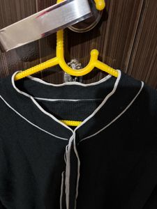 Black Cardigan with White Trim