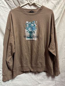 Brown Sweatshirt with Floral Print