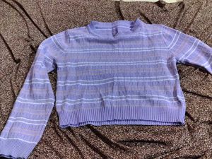 Lavender Striped Knit Sweater
