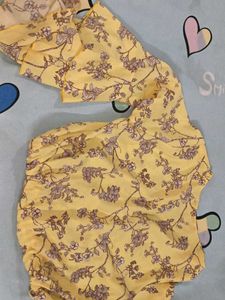 Chic Yellow Floral Wrap Top