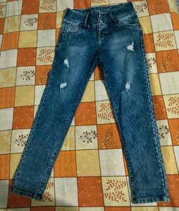Distressed Blue Skinny Jeans