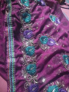Beautiful Purple Embroidered Saree
