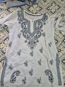 White Kurta with Black Embroidery