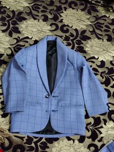 Boys Blue Checkered Suit Set