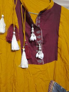Yellow Kurta with Tassels