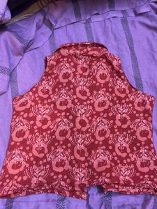 Boho Print Sleeveless Button-Up Top