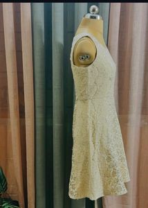 Lace Mini Dress - Sleeveless, Cream