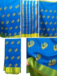 Royal Blue Peacock Saree