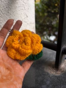 Handmade Crochet Flower Keychain 🌼🧡🧶