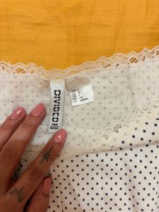 White Polka Dot Off-Shoulder Top