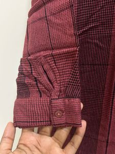 Maroon plaid shirt-top