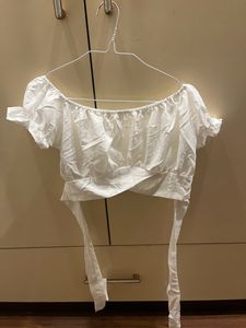 White Lace Wrap Crop Top