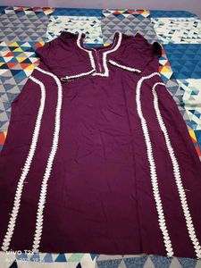 purple kurta set with lace work