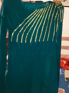 Teal Kurta with Gold Embellishment