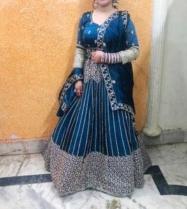 Elegant Teal Embroidered Lehenga Choli