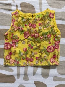 Yellow Floral Embroidered Skirt Set