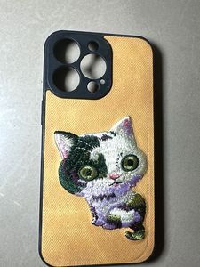 Cute Embroidered Cat iPhone 13,14,15 pro Case