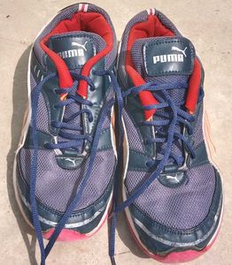 Puma Grey &amp; Red Sneakers