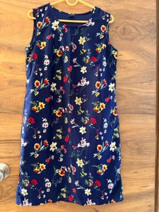 Navy Floral Sleeveless Dress