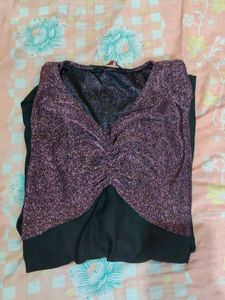 Sparkly Ruched Front Midi Dress