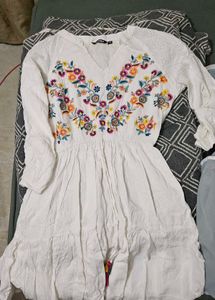 Embroidered White Dress