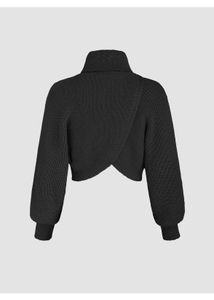 Black Turtleneck Wrap Sweater